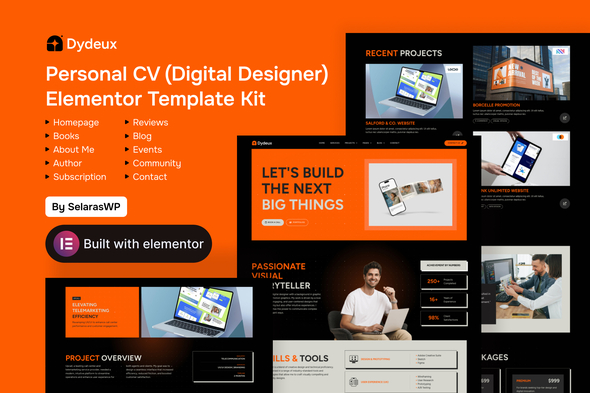 Dydeux - Personal CV Elementor Pro Template Kit
