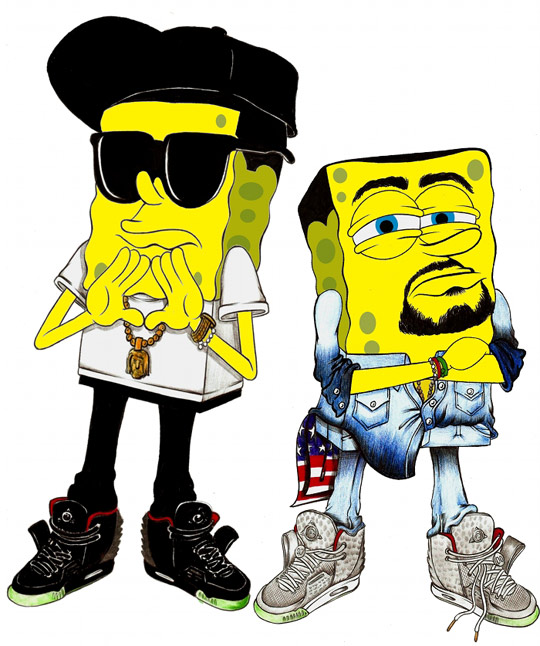 Sponge-Jay-Z-and-Sponge-Kanye-West-in-Nike-Air-Yeezy-2-sneakers